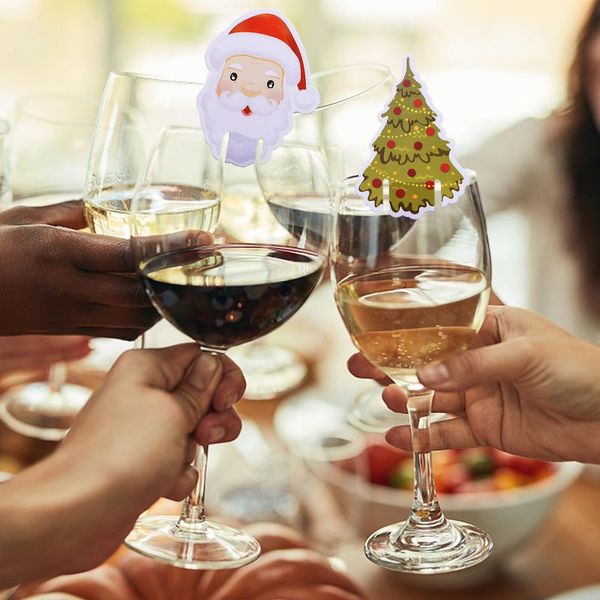 

50pcs antlers santa claus snowman design wine glass place cards cute cup card for chrsitmas party family dinner table decoration wmtmeo