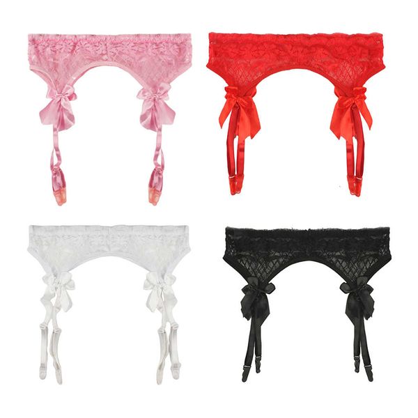 

women strap lace bow suspender dance clubwear harness leg garter belt, Black;white