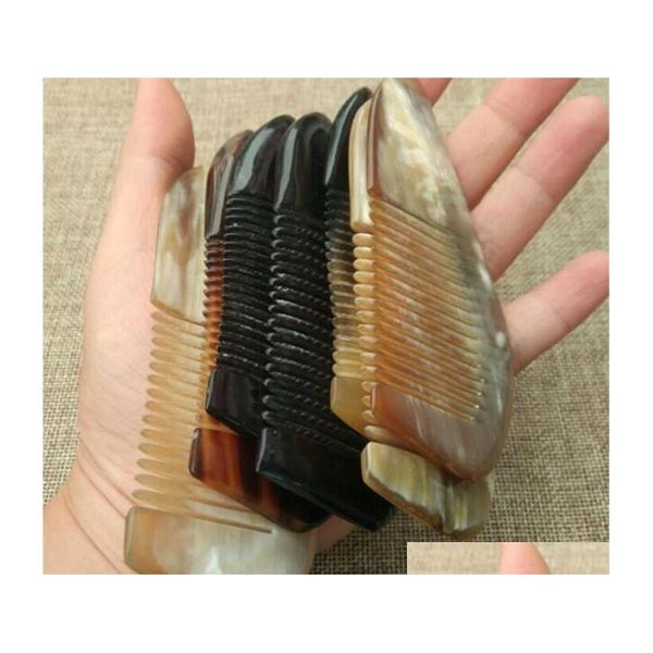 

100pcs useful ox horn combs pocket tool straight hair comb natural health massage brush portable handmade qylyis bdehair, Silver