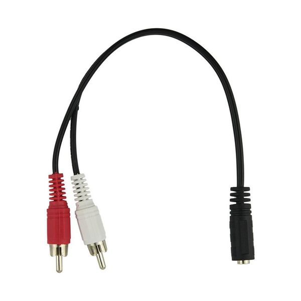 FASDGA 2 X RCA Erkek 1 x 3.5mm Stereo Kadın Kabloları Y kablosu Yeni A03