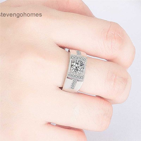 

personality simple domineering business fashion men's gentleman micro set zircon living wedding ring, Silver