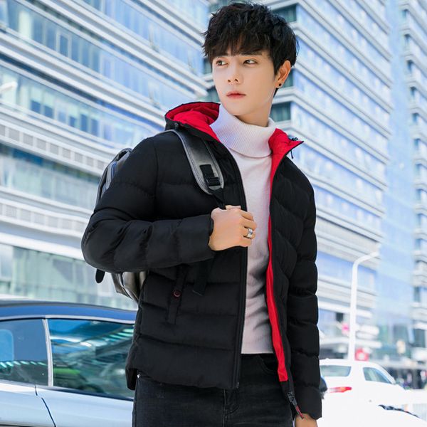 

brand men's cotton padded short clothes jackets down overcoat for male jacket clothing garment kg-417, Black