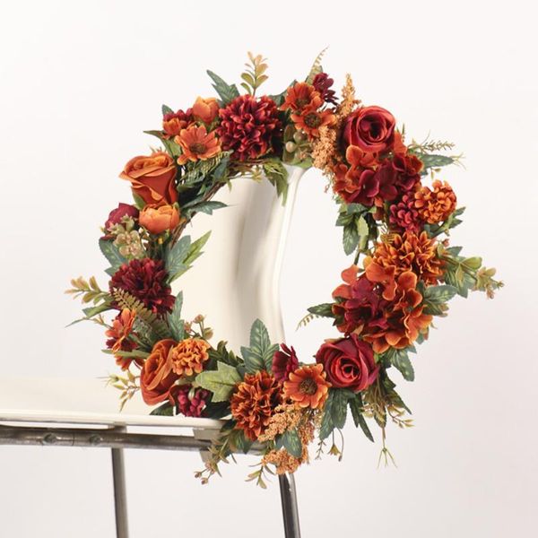 

40cm natural simulation flower wreath dried artificial flower garland holiday props ornaments fashion door hanging decor