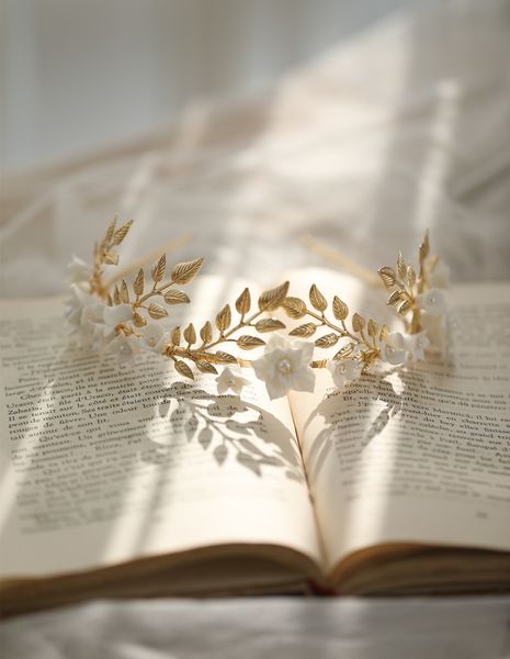 

european style headband gold silver leaf white flower ceramic crown elegant bridal hair ornament