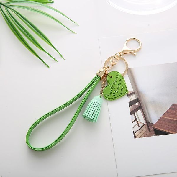 

fashion heart key chain pu leatherholder tassel llavero jewelry gift charm porte clef women jewelry acessoryeh133 h wmtjar, Silver