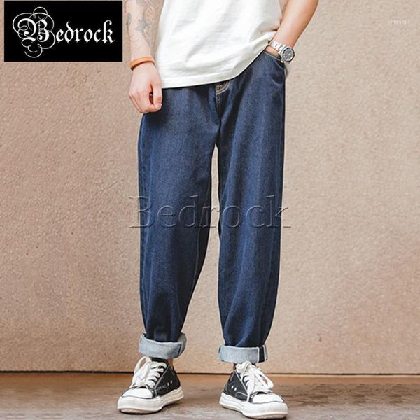 

retro heavy washed denim jeans multi-pocket primary color straight casual trousers men1, Blue