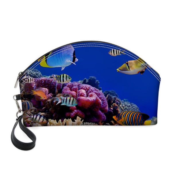 

cosmetic bags & cases forudesigns deep sea tropical fish 3d print bag 2021 professional makeup case toiletry beauty box neceser organizer