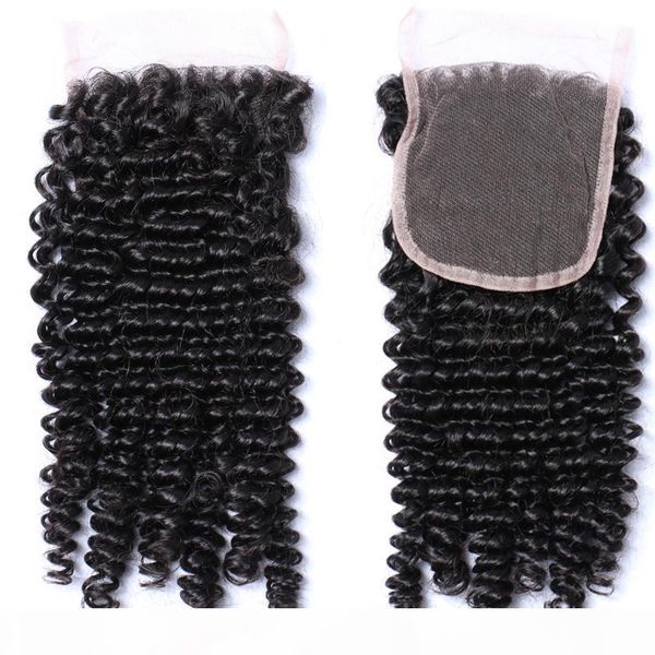 

afro kinky curl lace closure hair 4x4 human hair lace closure piece swiss lace soft hair closure african american, Black