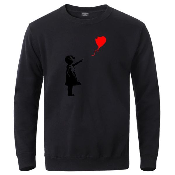 

world peace hoodies mens crewneck long sleeve sweatshirts kcco balloon girl banksy love sweatshirt hoodie 2020 winter streetwear, Black