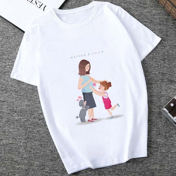 

t shirt women harajuku kawaii mother & child printed white female clothing tshirt thin section short sleeve t-shirt femme