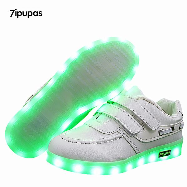 

7ipupas 25-40 fashion children led shoes good quality 11 colors light up sole glowing sneakers for girls boys student kids shoes, Black