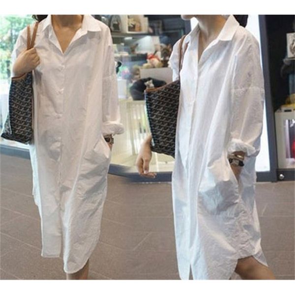 

Large S-3xl Spring Autumn Size Women Cotton Shirt 10tn, White