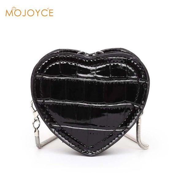 

lovely girls shoulder bag heart-shape brand designer women serpentine leather crossbody bag chain lipstick shoulder handbag