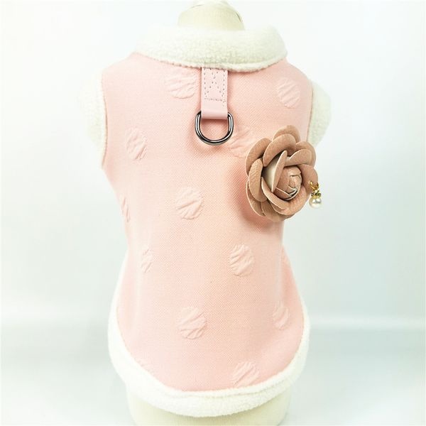 

wholesale dog clothes fashion cotton pet clothes winter warm coat soft dog outwear pink flower coats