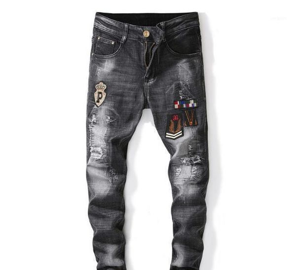 

poem snow embroidered jeans1, Blue