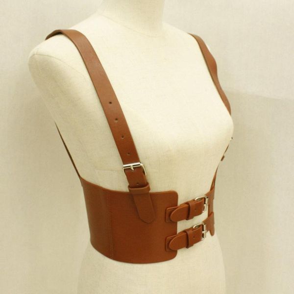 

pu кожа стимпанк женщин сексуальный underbust пояс 2020 новый корсет vest harness strechy жилет femme, Black;brown