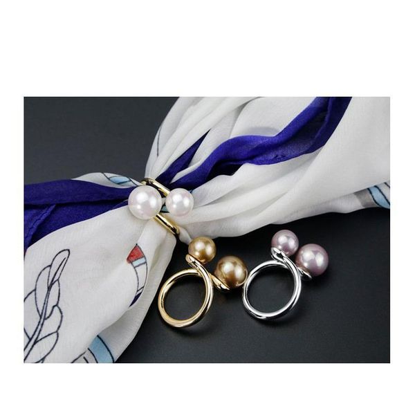 

annular pearl scarf buckle korean simple style female fashion temperament dress shawl all-match elegant acc jllkkl, White