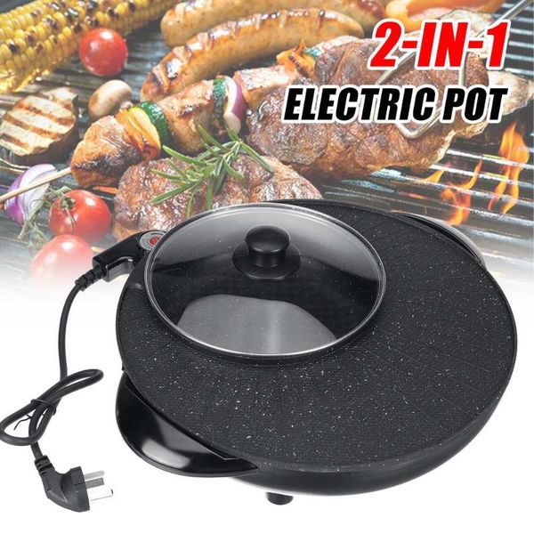 

1700w 220v 2 in 1 electric pot barbecue smokeless non-stick roasting plate multi cooker electric grill pan 32cm/34cm/36cm