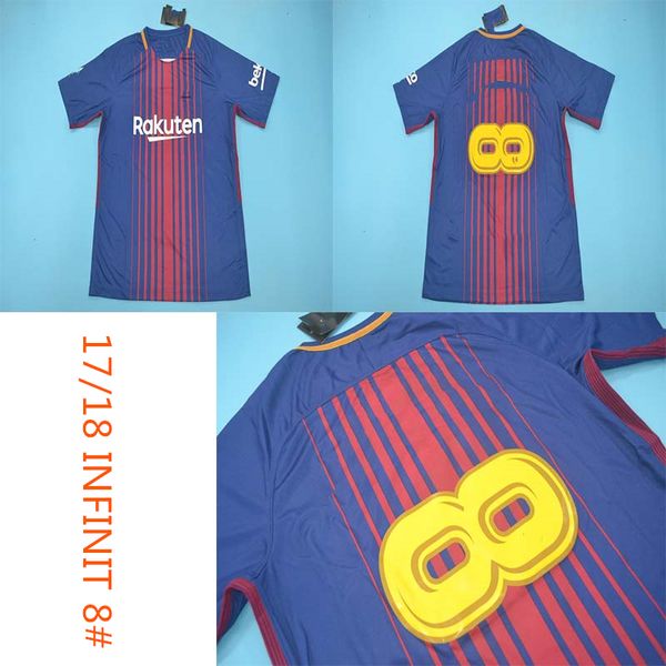 

17 18camiseta de futbol jerseys bcn infinit for andres 8# iniesta football jersey gracias, Black;yellow