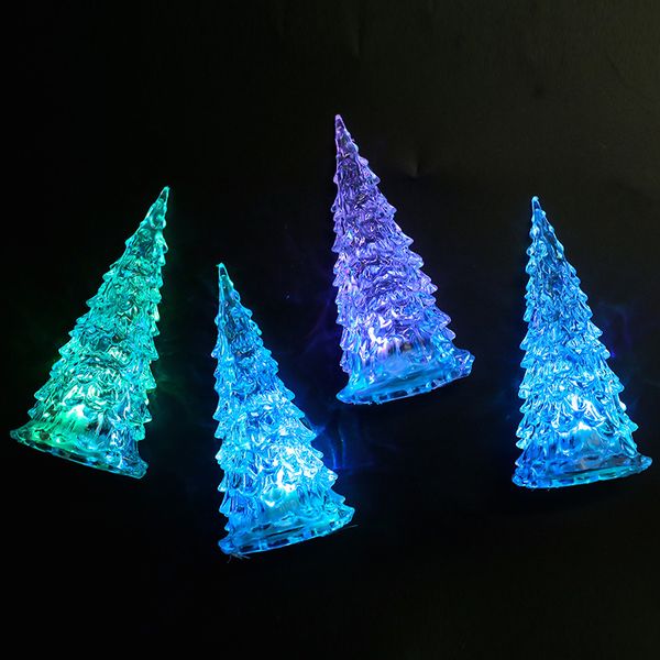 Árvore de Natal de acrílico LED colorido flash nightlight mini cristal flash rave brinquedo
