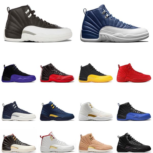 

12 indigo 12s mens outdoor shoes playoffs taxi university gold dark concord dark grey the master men sports trainer sneakers