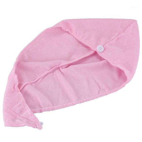 

1pc ic minifiber hair drying towel cap bath head wrap pink1