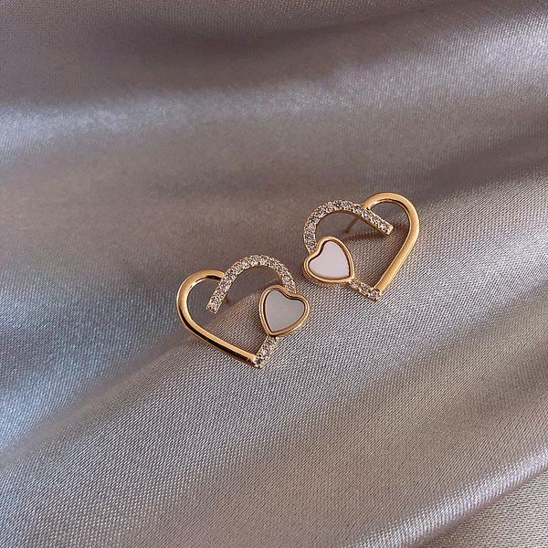 

stud lats bijoux cute heart earring 2021 love temperament korea earrings for women kolczyki brincos fashion jewelry earings, Golden;silver