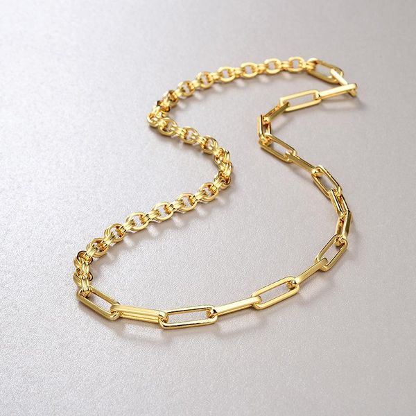 

timeless wonder brass 2 styles chains linked necklace women jewelry punk designer ins trendy hip hop set new ins rare 5433, Golden;silver