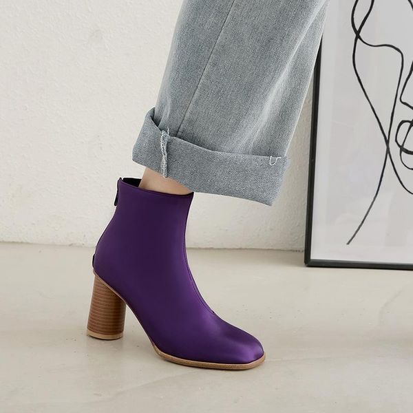 

boots oversized high heels women's shoes 41-43 44 purple short 45 round bright gold, Black