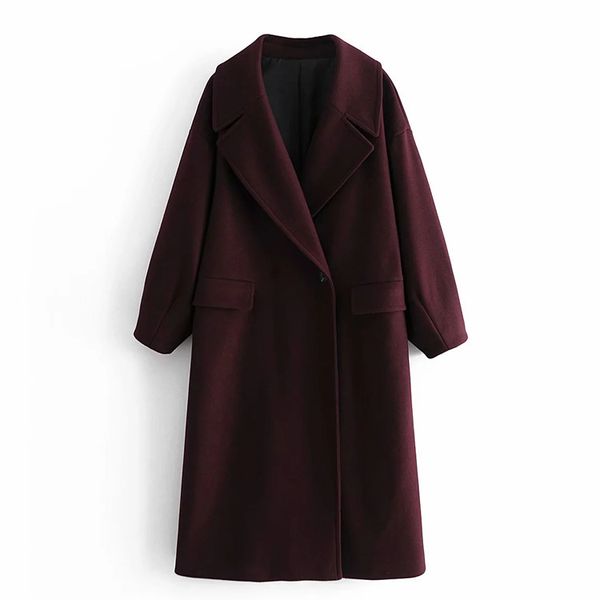 

women's clothing autumn and winter 2020 new fashion big lapel loose woolen coat 0831769461, Black