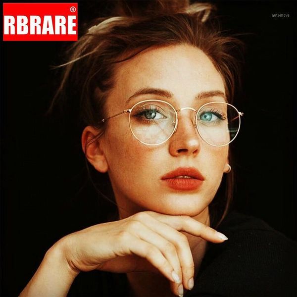 

rbrare classic alloy round glasses frame women mens high end vintage clear lens eyeglasses for female metal frame eyewear oculos1, White;black