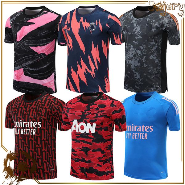 

2021 real madrid training shirts pre-match soccer jersey football uniforms camouflage wear with shorts sets 20 21 thailand, Black;yellow