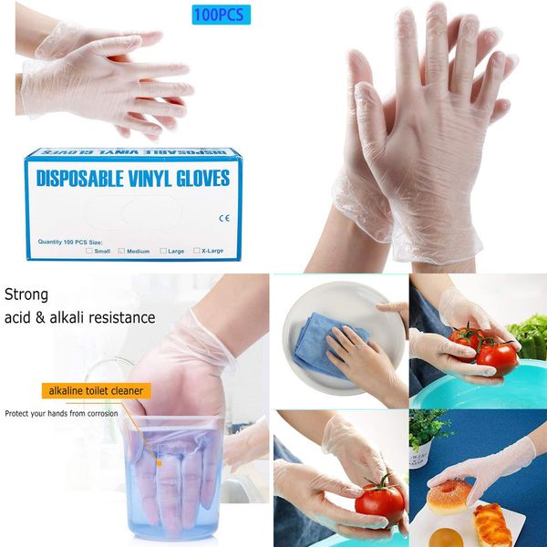 

cleaning disposable transparent food latex for household rubber garden pvc gloves 100pcs / box factory wholesaleoutlet5r