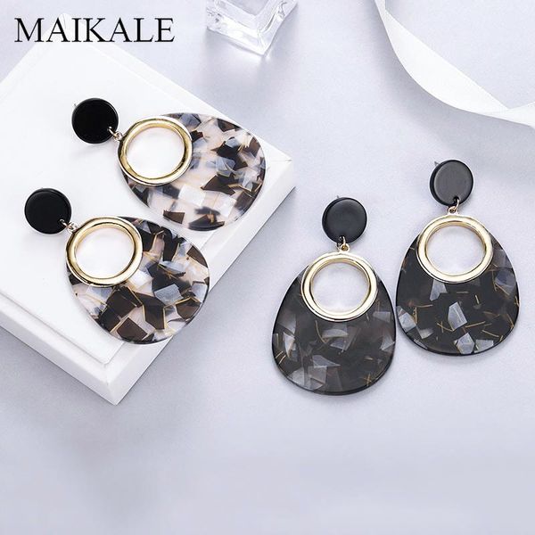 

dangle & chandelier maikale bohemian oval acrylic earrings big round resin acetate tortoiseshell drop for women jewelry boho gifts, Silver