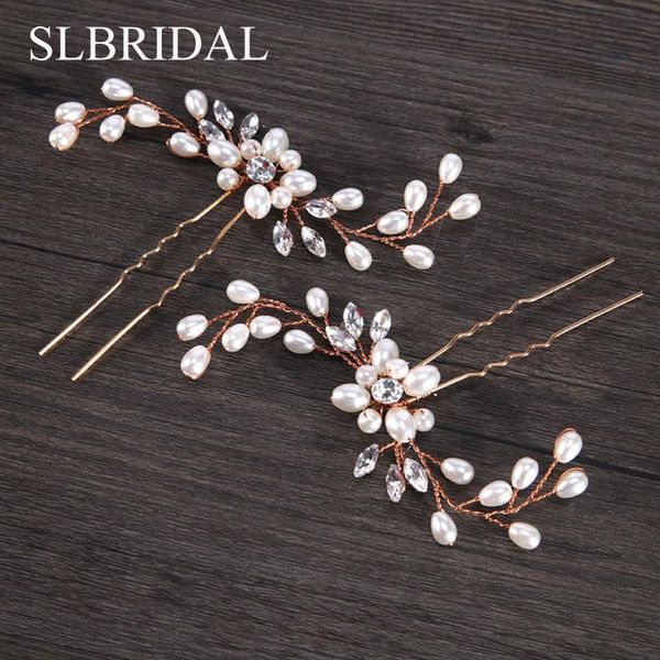 

hair clips & barrettes slbridal vintage rose gold silver plated crystals pearl flower wedding pin bridal sticker accessories bridesmaids, Golden;silver