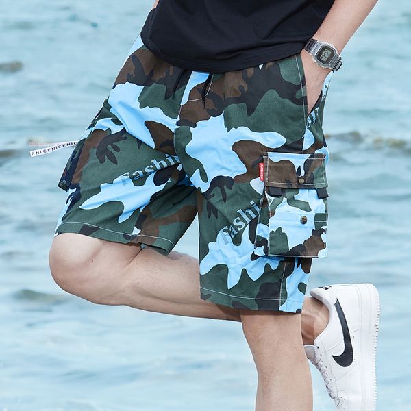 

2021 new camo men casual summer short men's fashion streetwear workout shorts for man male loose pants plus size s-8xl 47h6, White;black