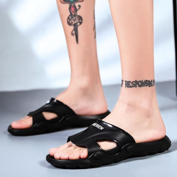 

sandals 2021 summer men beach slippers fashion men's slides sale sandals1, Black