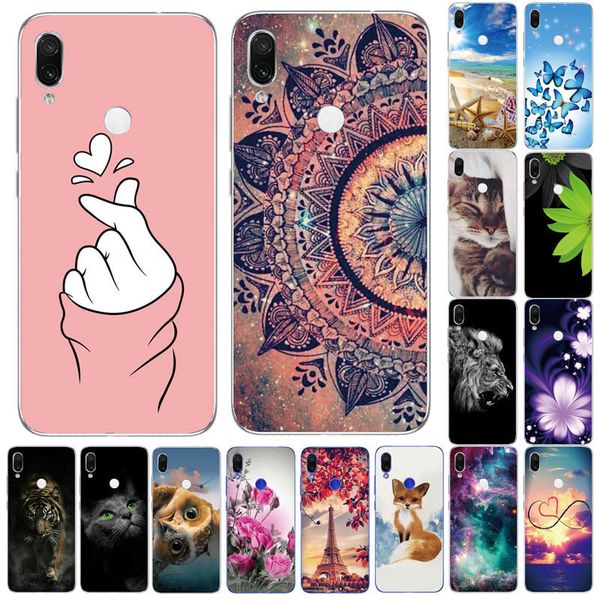 

xiaomi цветочная крышка для животных силикон для redmi note 7 pro note7 bamper case case coque