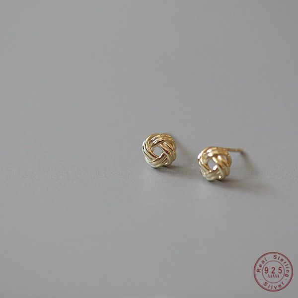 

925 sterling silver korean hair ball earrings women simple 14k gold earrings fashion exquisite party jewelry accessories, Golden;silver