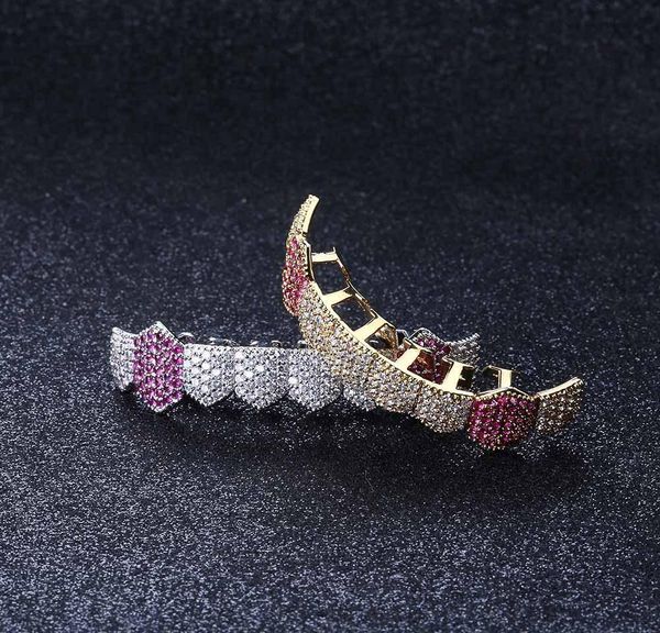 

18k gold teeth braces punk hip hop multicolor diamond custom bottom teeth grillz dental mouth fang grills tooth wmtazp dayupshop, Black