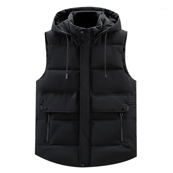 

5xl spring winter warm hat detachable men vest sleeveless casual camouflage jacket coat for men waistcoat plus large size1, Black;white