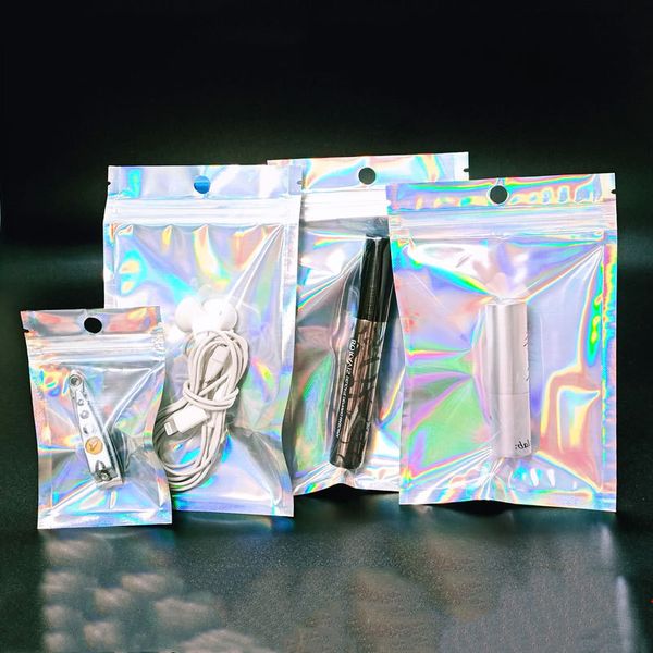 

100 pieces recloseable plastic retail packaging bags foil pouch for party favor food storage flat transparent sealable bag