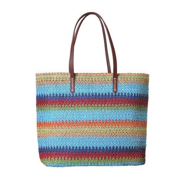

women stripe handbag summer beach female straw bag ins popular ladies large bag shopping holiday weave bolsa tote ss3120