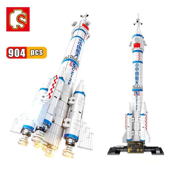 

sembo 904pcs children city aerospace manned spaceship model technology creative building blocks wandering earth rocket set model sqcucg