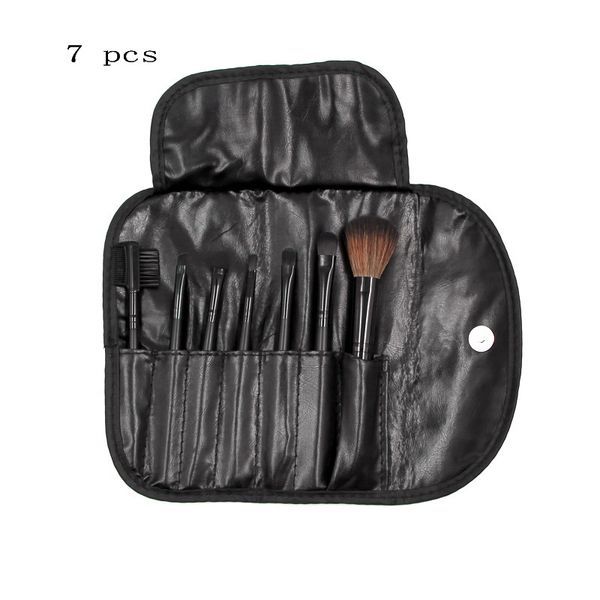 7 PCs Magiz Brush Brushes Bolsa de couro para sobrancelha em p￳ Make Up Ferramentas de beleza