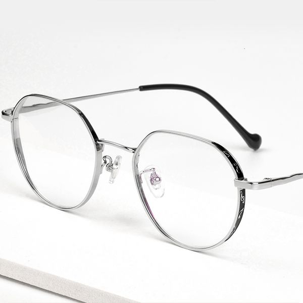 

designer clear glasses frame women mens titanium light optical eye glasses frame fill prescription brand signature eyewear 10033, Silver