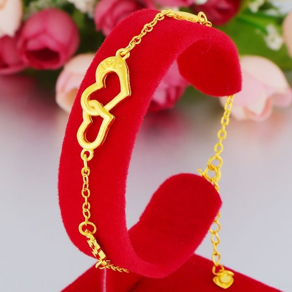 

249re w double love plated women's vietnam sajin imitation 999 thai gold double love gold plated thai braceletvietnam sajin bracelet im, Golden;silver