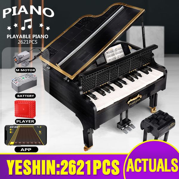 

yeshin moc- 13192 creative toys the 21323 app control motorized playable grand piano set kids toys building block christmas gift 1008