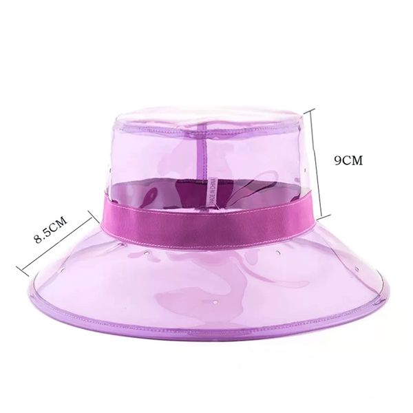

fashion bucket caps women high street summer beach pvc transparent sun visor waterproof rain hat for men ladies y200602, Blue;gray