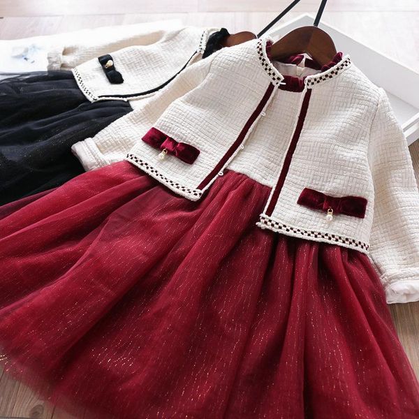 

girls' sets coat and dress children's clothing wholesale autumn 2021, White